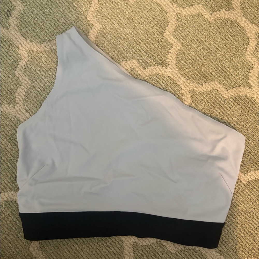 lululemon athletica One-Shoulder Sports Bra in white and black